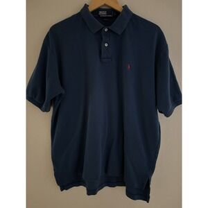 Vintage Ralph Lauren Polo Shirt Pony Mens L Blue Jersey Knit Preppy Varsity